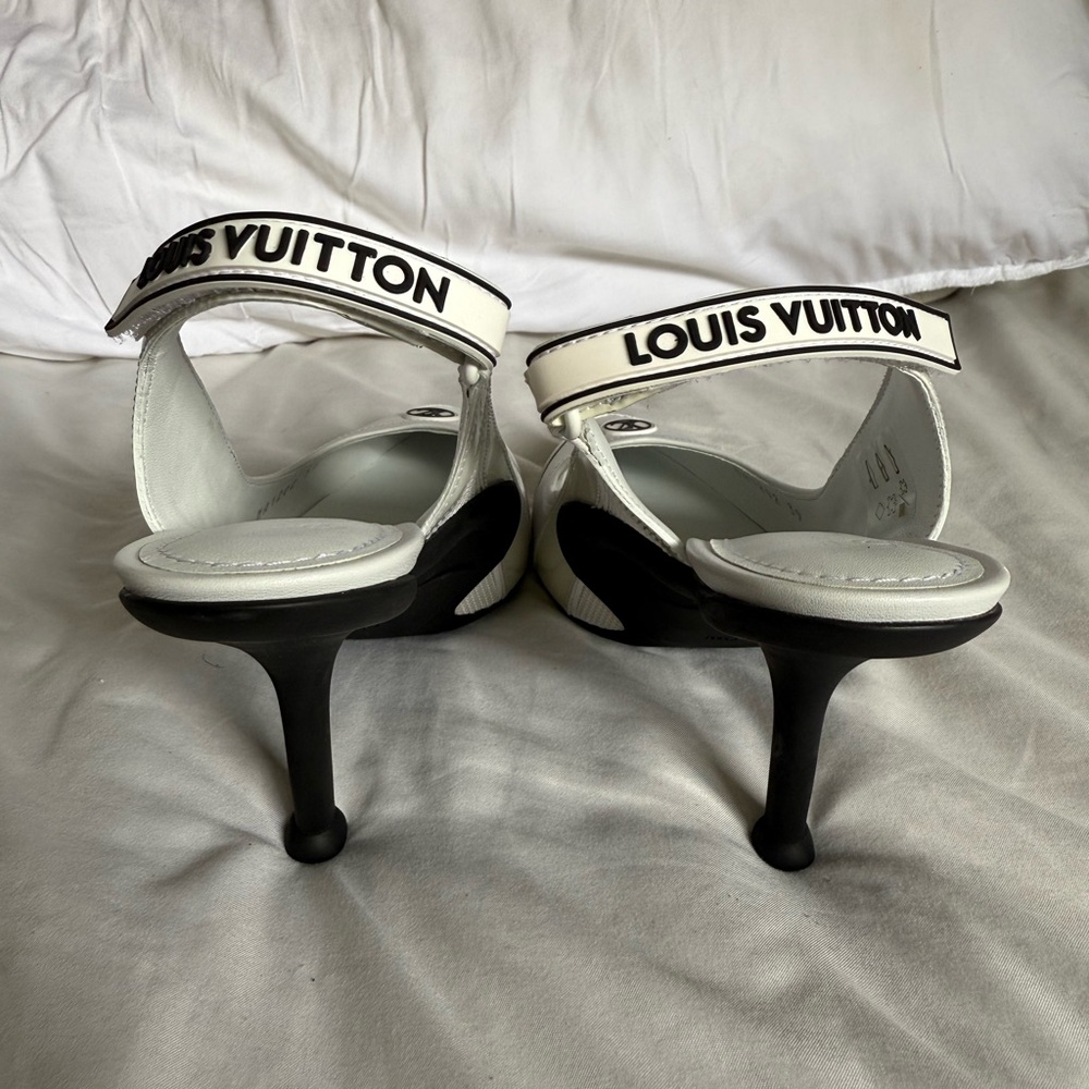 LOUIS VUITTON NOIR BLANC WHITE ARCHLIGHT SLINGBACK PUMP - Picture 5 of 7